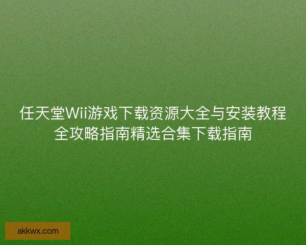 任天堂Wii游戏下载资源大全与安装教程全攻略指南精选合集下载指南