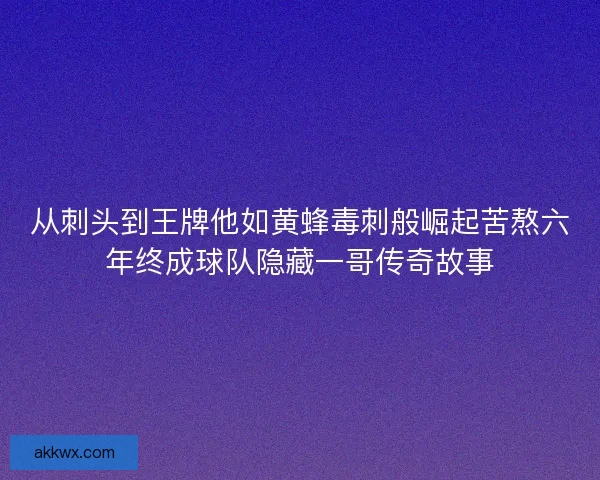 从刺头到王牌他如黄蜂毒刺般崛起苦熬六年终成球队隐藏一哥传奇故事 从刺头到王牌他如黄蜂毒刺般崛起苦熬六年终成球队隐藏一哥传奇故事