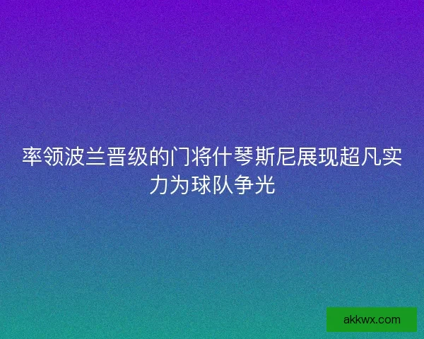 率领波兰晋级的门将什琴斯尼展现超凡实力为球队争光
