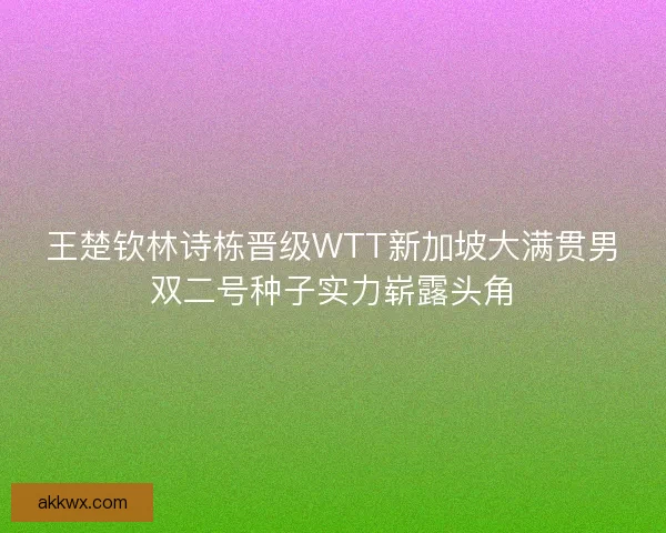 王楚钦林诗栋晋级WTT新加坡大满贯男双二号种子实力崭露头角