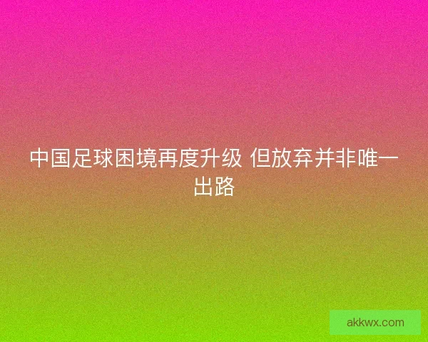 中国足球困境再度升级 但放弃并非唯一出路